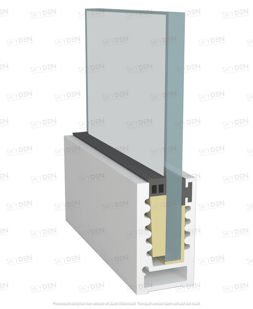SD 08 Continuous Profile System Aluminum Glass Railing Base Profile for Balcony and Staircase, Indoor and Outdoor Top Mount Design, Durable Finish, Easy Installation for Modern Projects